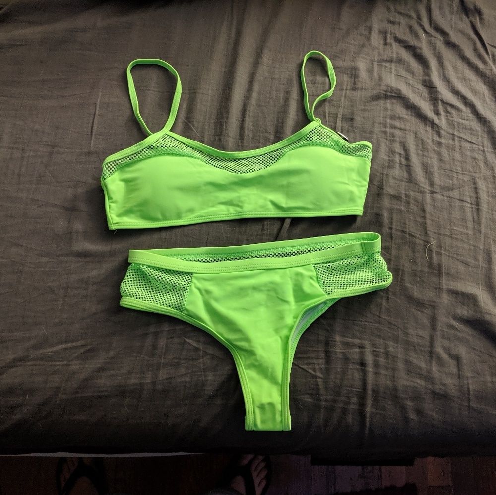3/$20 Neon green fishnet bikini